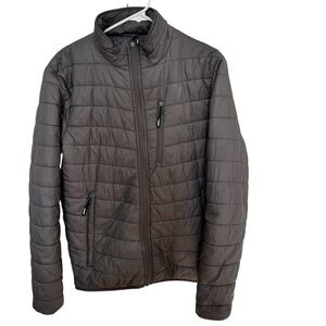 Outdoor Ventures Jacket Men Small Puffer Packable Long Sleeve Winter Hiking Gray